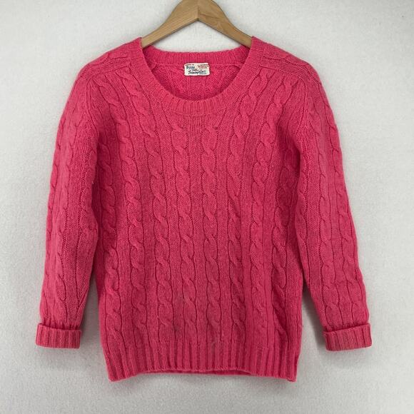 DEANS OF SCOTLAND Sweater S TRIMINGHAMS BERMUDA Cable Shetland Wool Pink HK VTG - Picture 1 of 13
